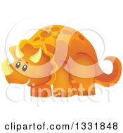 Poster, Art Print Of Happy Orange Triceratops Dinosaur