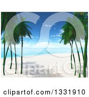 Poster, Art Print Of 3d Tropical Island Beach With White Sand Palm Trees And Blue Water