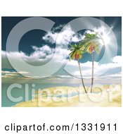 Poster, Art Print Of 3d Tropical Island Beach With Palm Trees And Sunshine