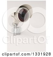 Poster, Art Print Of 3d White Hd Cctv Security Surveillance Camera Mounted On A Wall On Off White