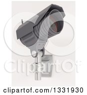 Poster, Art Print Of 3d Black Hd Cctv Security Surveillance Camera Mounted On A Wall Tilted Upwards On Off White