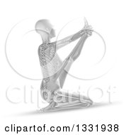 Poster, Art Print Of 3d Grayscale Anatomical Woman With Visible Skeleton Stretching In A Yoga Pose On White