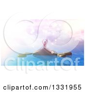 Poster, Art Print Of 3d Woman Doing Yoga On Rocks In The Ocean With Vintage Flares And Colors Added