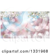 Background Of 3d Cherry Blososm Branches Over Blur And Flares