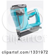 Clipart Of A 3d Blue Nail Gun Tool On Shaded White Royalty Free Illustration