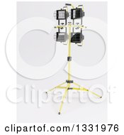 Clipart Of A 3d Stand Of Industrial Work Site Lights On Shaded White Royalty Free Illustration