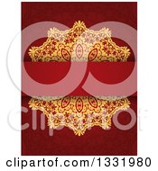 Poster, Art Print Of Gold Doily And Blank Text Bar Over A Red Pattern
