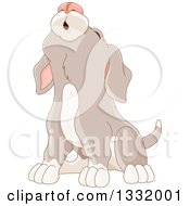 Clipart Of A Cartoon Cute Puppy Dog Howling Royalty Free Vector Illustration