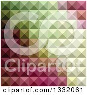 Poster, Art Print Of Geometric Background Of 3d Pyramids In Deep Mauve Purple And Green