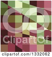 Poster, Art Print Of Low Poly Abstract Geometric Background Of Deep Tuscan Red Purple And Green