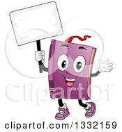 Poster, Art Print Of Cartoon Book Character Waving And Holding A Blank Sign