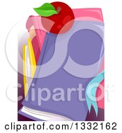 Poster, Art Print Of Red Apple On A Stack Of School Books