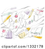 Poster, Art Print Of Sketched Back To School Greeting With Accessories