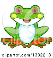 Poster, Art Print Of Cute Happy Tree Frog Sitting