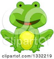 Poster, Art Print Of Cartoon Happy Green Frog Sitting