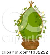Clipart Of A Potted Vine With A Tee Pee Treills Royalty Free Vector Illustration