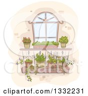 Poster, Art Print Of Sketched Window With Planter Shelves