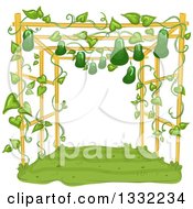 Poster, Art Print Of Garden Trellis With Gourds Growing And Hanging