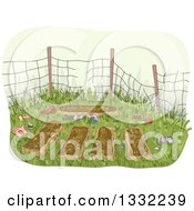 Poster, Art Print Of Sketched Abandoned Garden With Trash