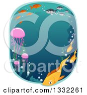 Poster, Art Print Of Oval Underwater Scene With Fish And Seaweed