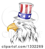 Poster, Art Print Of Painted Bald Eagle Head Wearing An American Top Hat