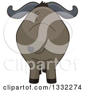 Clipart Of A Rear View Of A Wildebeest Royalty Free Vector Illustration
