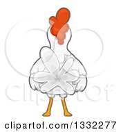 Clipart Of A Rear View Of A White Hen Royalty Free Vector Illustration
