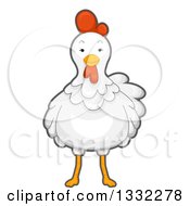 Poster, Art Print Of Cute White Hen Facing Front