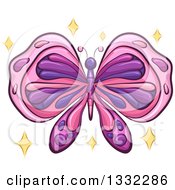 Clipart Of A Pink And Purple Butterfly With Sparkles Royalty Free Vector Illustration by BNP Design Studio
