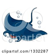 Poster, Art Print Of Cute Manta Ray Swimming
