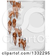 Herd Of Migrating Antelope Over Snow