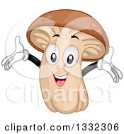 Clipart Of A Cartoon Cheering Mushroom Character Royalty Free Vector Illustration