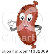 Clipart Of A Cartoon Happy Sausage Character Pointing To Himself Royalty Free Vector Illustration by BNP Design Studio
