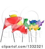 Row Of Colorful Fluttering Flags