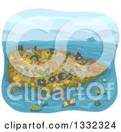 Poster, Art Print Of Sketched Pile Of Garbage Floating In The Sea