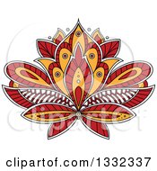 Clipart Of A Beautiful Red And Orange Henna Lotus Flower Royalty Free Vector Illustration by Vector Tradition SM