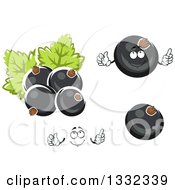 Poster, Art Print Of Cartoon Happy Face Hands And Black Currant Berries