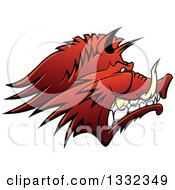 Poster, Art Print Of Snarling Vicious Razorback Boar Mascot Head In Profile