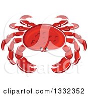 Clipart Of A Cartoon Red Crab Royalty Free Vector Illustration