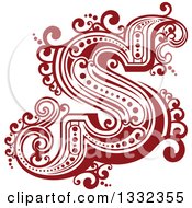 Clipart Of A Retro Red Capital Letter S With Flourishes Royalty Free Vector Illustration