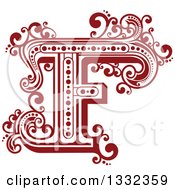 Poster, Art Print Of Retro Red Capital Letter F With Flourishes