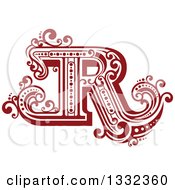 Clipart Of A Retro Red Capital Letter R With Flourishes Royalty Free Vector Illustration
