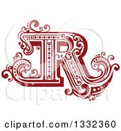 Poster, Art Print Of Retro Red Capital Letter R With Flourishes