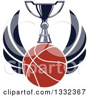 Poster, Art Print Of Winged Basketball Under A Trophy