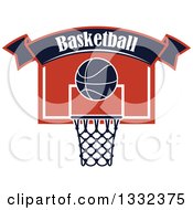 Poster, Art Print Of Text Banner Over A Basketball And A Hoop