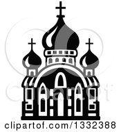 Clipart Of A Black And White Church Building 12 Royalty Free Vector Illustration