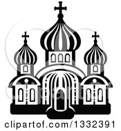Clipart Of A Black And White Church Building 15 Royalty Free Vector Illustration