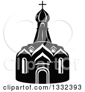 Clipart Of A Black And White Church Building 3 Royalty Free Vector Illustration