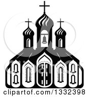 Clipart Of A Black And White Church Building 8 Royalty Free Vector Illustration