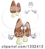 Cartoon Face Hands And Morel Mushroom Character